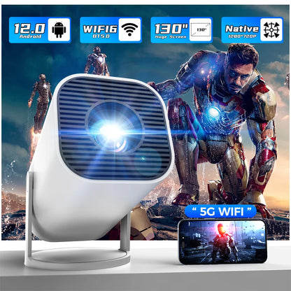 Smart Mini Portable Projector 4K Android11.0 720P Native 1280*720P Dual WIFI6 BT5.0 Outdoor Cinema Beam Projector Auto Keystone