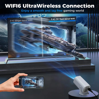 Smart Mini Portable Projector 4K Android11.0 720P Native 1280*720P Dual WIFI6 BT5.0 Outdoor Cinema Beam Projector Auto Keystone
